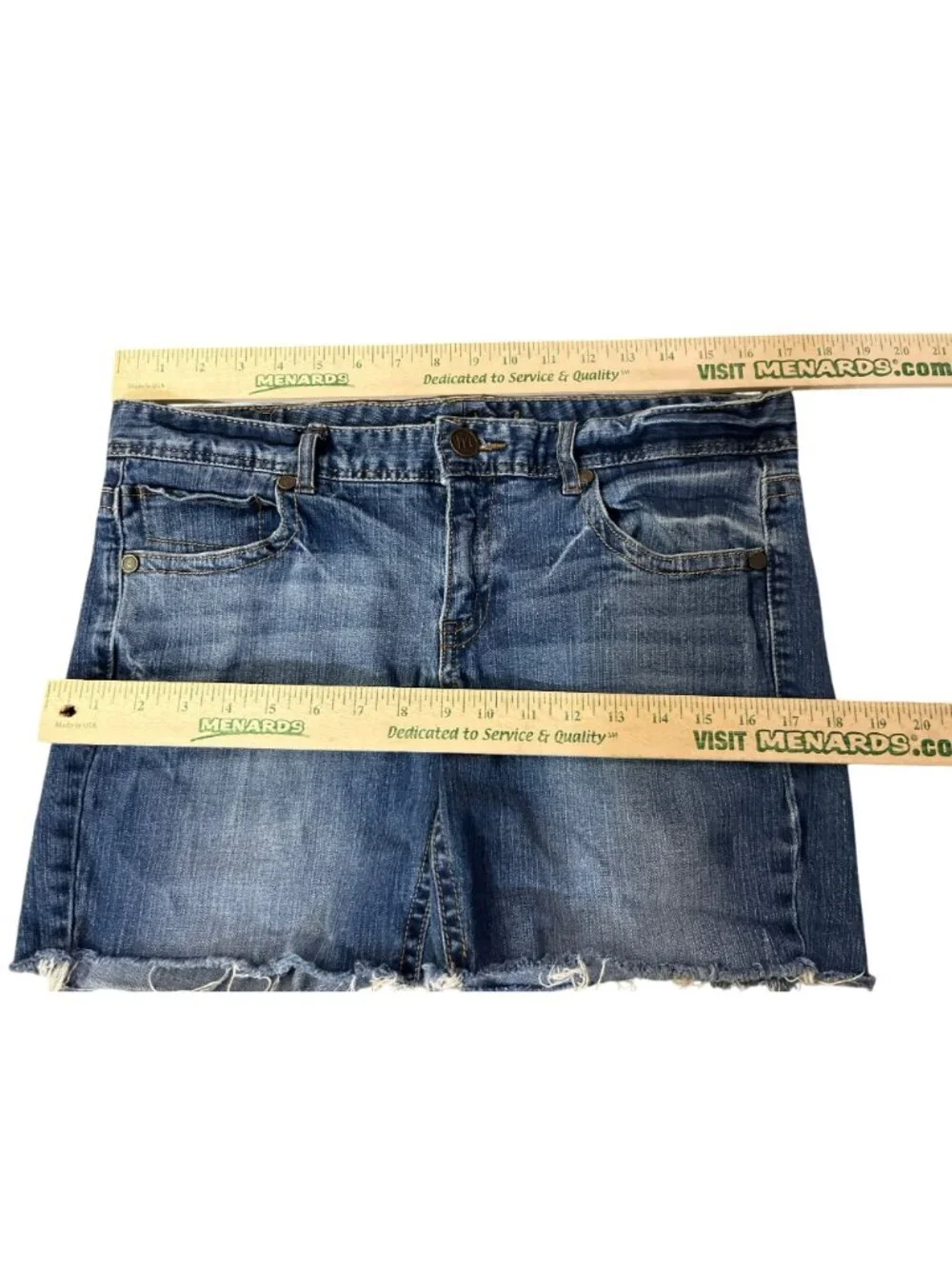 Maurices Cutoff Denim Shorts Juniors 11/12 Low Rise Distressed Used